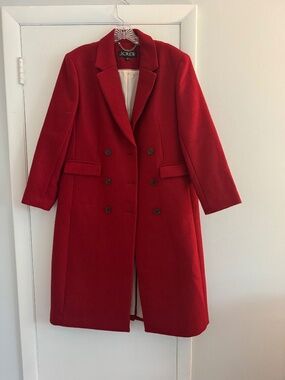 J.Crew Red Italian Wool Melton Double Breasted Long Coat Size 4
